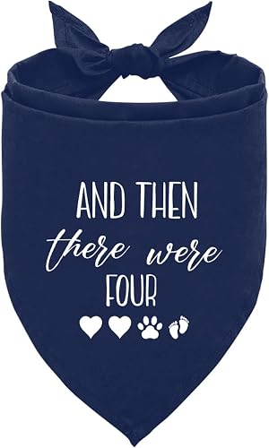 Baby Announcement Dog Bandana, Navy Dog Bandana, Dogs Baby Announcement Gender Reveal Announcement Photo, and Then There were Four Dogs Bandanas