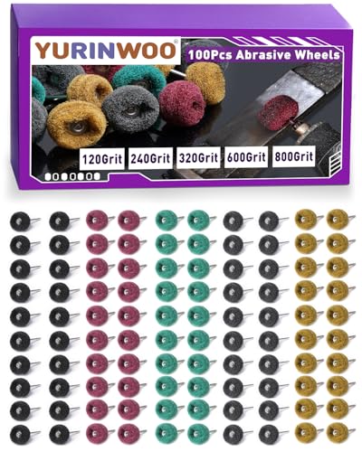 100 PCS Abrasive Buffing Wheels for Dremel, Thickened Polishing Kit 1/8 Inch Shank for Rotary Tool Accessories, Polishing Wheel Set for Metal Rust Wood Glass Watch Brass