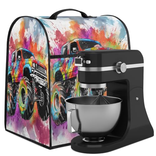 Coffee Maker Cover Colorful Monster Truck Kitchen Appliance Covers Small Appliance Covers Blender Cover Juicer Cover Dust Covers for Kitchen Appliances with Top Handle and Pockets,Washable,B525