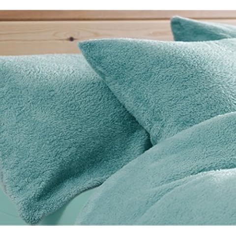 Hendem Tradings® Teddy Bear Pair Pillowcases Warm Cosy Plush Modern Bedroom Fleece Pillow case (Teal) Cover