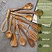 AIUHI 10 Pack Wooden Spoons for Cooking, Teak Wood Kitchen Utensils Set for Non Stick Use, Spatula Set for Stirring, Baking, Non Stick Wooden Utensils for Kitchen