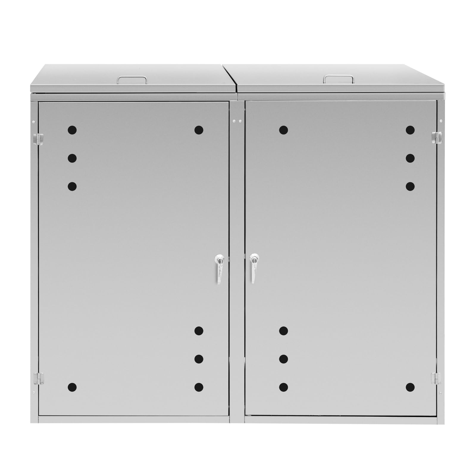 Copribidone per spazzatura 2 x 240 l Fori di ventilazione copri cassonetto della spazzatura Copribidone dei rifiuti Copri bidoni spazzatura Copribidone per spazzatura acciaio inox