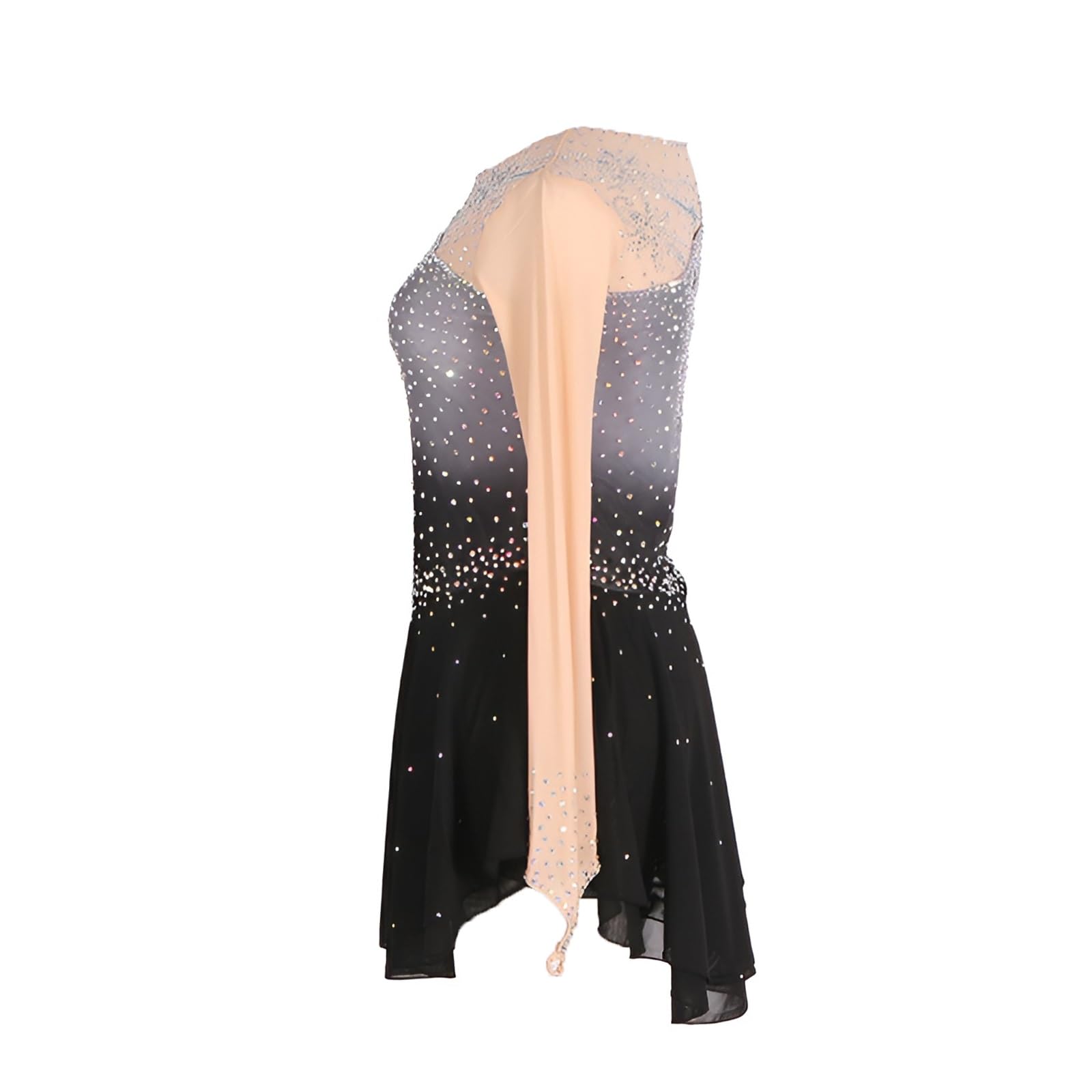 Robe De Patinage Artistique for Filles, Robe De Patinage Sur Glace Scintillante Personnalisable for La Performance Et La Compétition