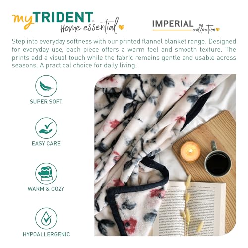 Image of MYTRIDENT Home Essential Flannel Printed Blanket for Winter Double Size (220 cm x 240 cm), 290 GSM, Dahlia