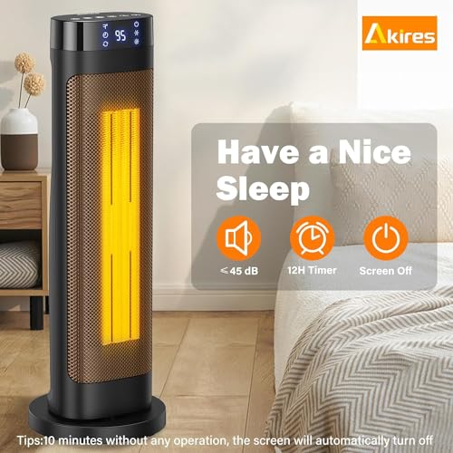 doffo radiateur électrique d'appoint pour une utilisation en intérieur, radiateurs à tour oscillants portables en céramique de 1 500 w et 22 pouces avec télécommande