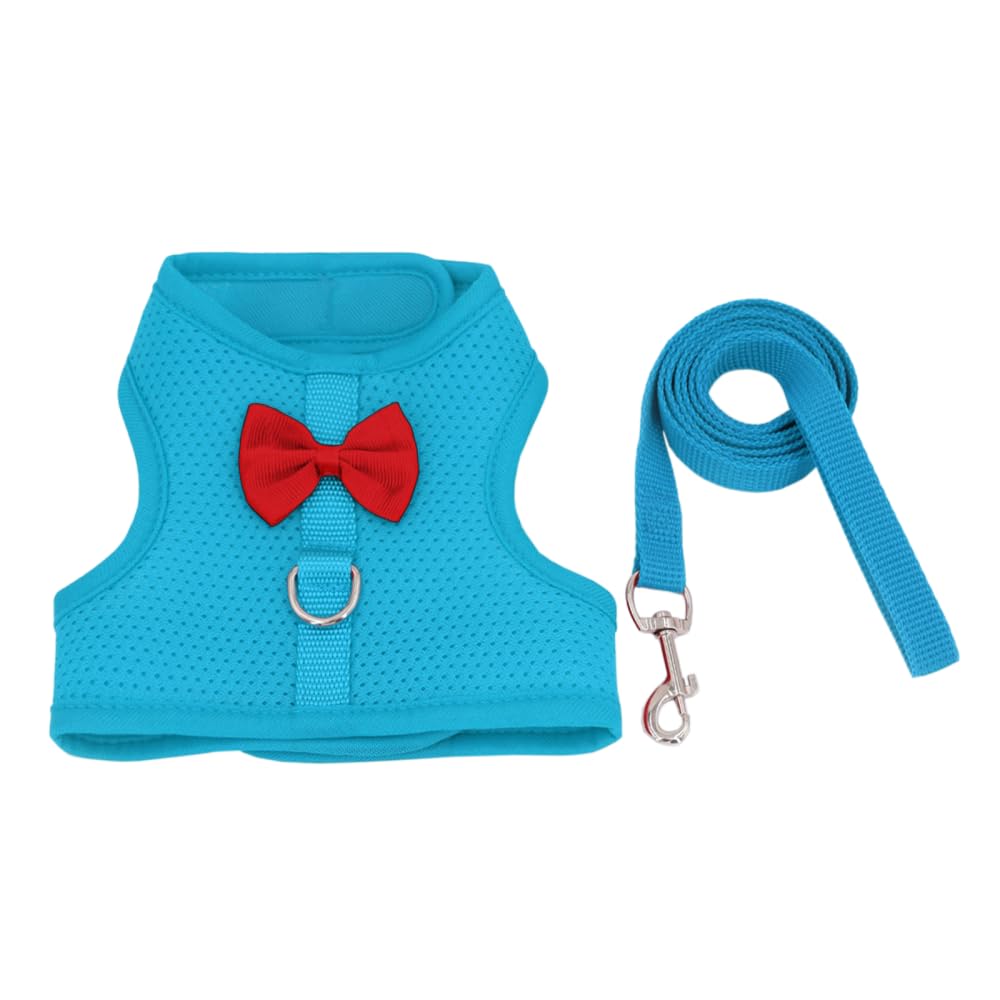 Harnais Laisse Lapin Réglable, Gilet Marche Lapin en Maille Respirante, Gilet Nœud Papillon Formel pour Lapin Chaton Cochon d'Inde Chinchillas