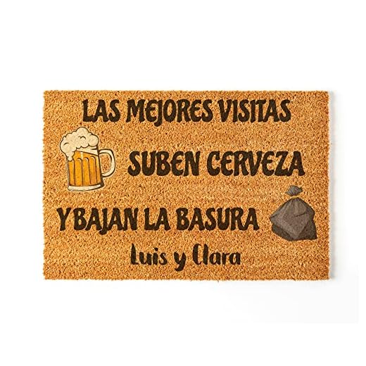 NANNUK - Felpudo Personalizado Fibra de Coco Las Mejores Visitas | Medida 70 x 40 cm | Base Antideslizante | Felpudo Original Entrada de Casa