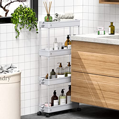 Save 33% on SPACEKEEPER Slim Rolling Storage Cart 4-Tier Organizer - Image 5