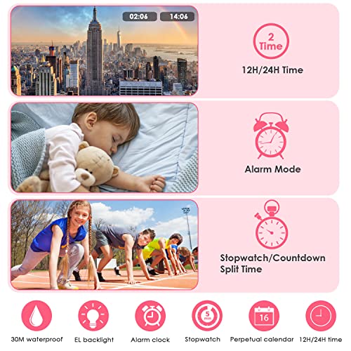 CakCity Kids Watches Digital Sport Watches for Girls Outdoor Waterproof Watches with Alarm Stopwatch Leisure Child Wrist Watch Ages 5-104