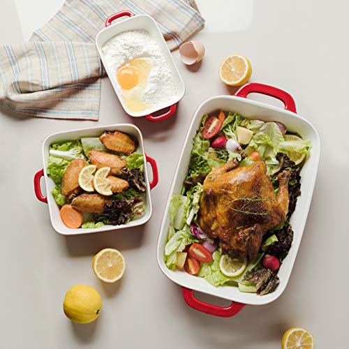 Sweejar Ceramic Bakeware Set, Rectangular Baking Dish For Cooking, Kitchen, Cake Dinner, Banquet And Daily Use, 12.8 X 8.9 Inches Porcelain Baking Pans (Red) #TOP4