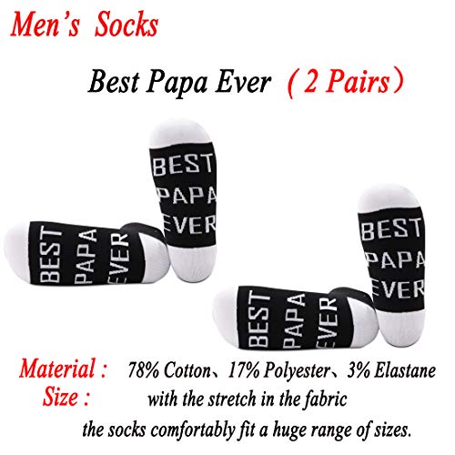 JXGZSO Father's Day Gift Best Papa Ever Set Of Two Socks Gift for Papa Dad's Birthday Present for Step Dad2
