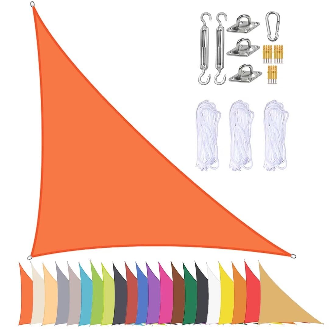 Voile d'ombrage triangulaire imperméable extérieur anti-UV 5x5x7.1m