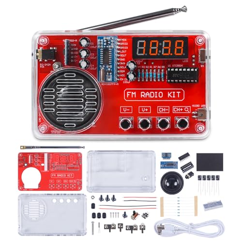 PEMENOL Löten Praxis Kit, DIY FM Radio Bausatz mit Kopfhörer und USB Digital Display Elektronische Kits für Studenten Bildung Lernen und Erwachsene löten übungsset
