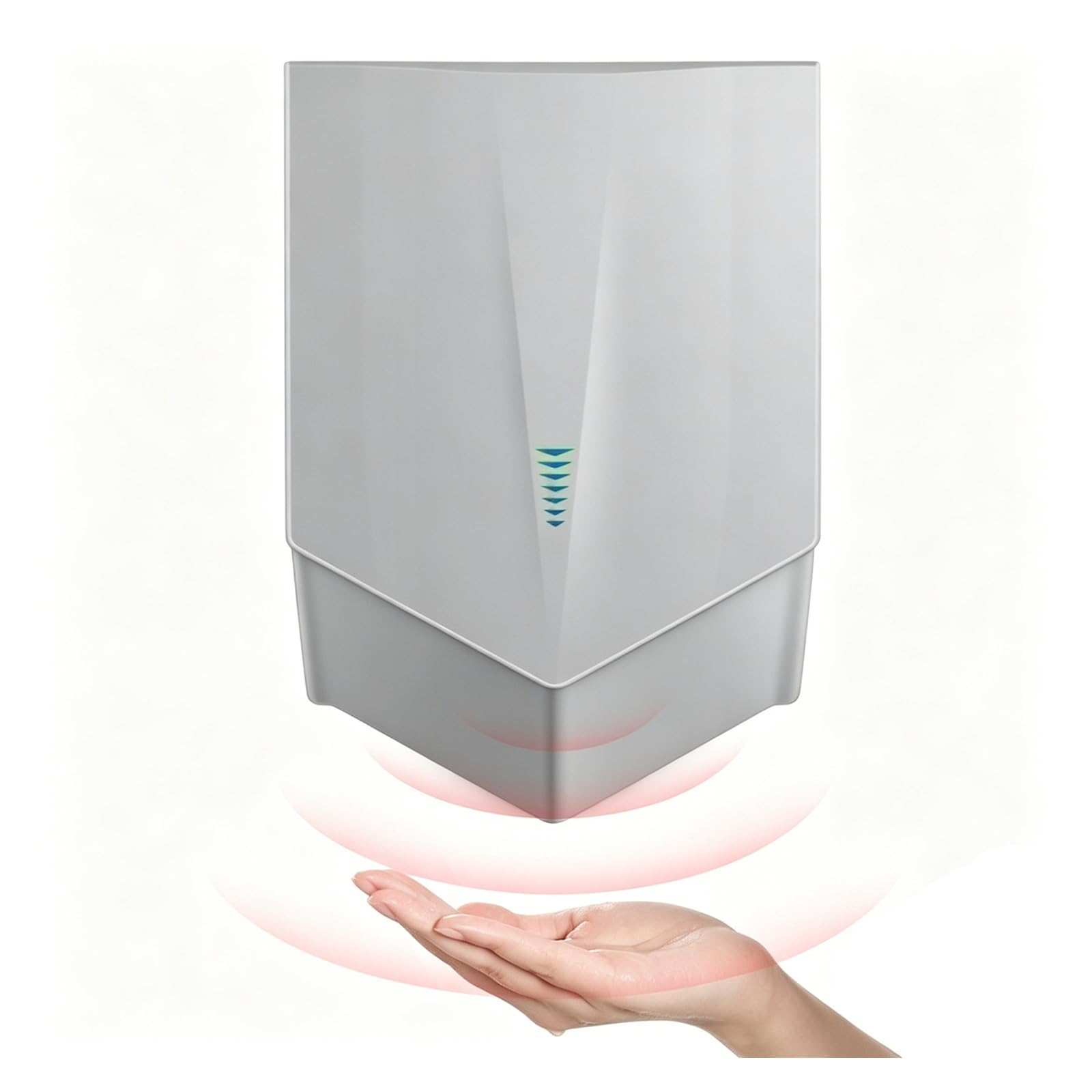 Asciugamani Elettrico Automatico, Asciugatrice Mani A Muro con Sensore per Bagno, WC E Locali Lavorativi,Asciugatura Rapida 5-8s, Compatto E Pratico(Silver)