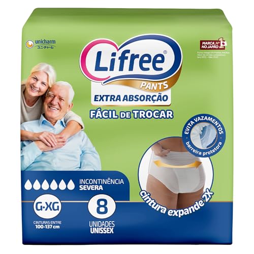 Lifree Fralda Geriátrica Tipo Calça Extra Absorção G/Xg 8 Unidades