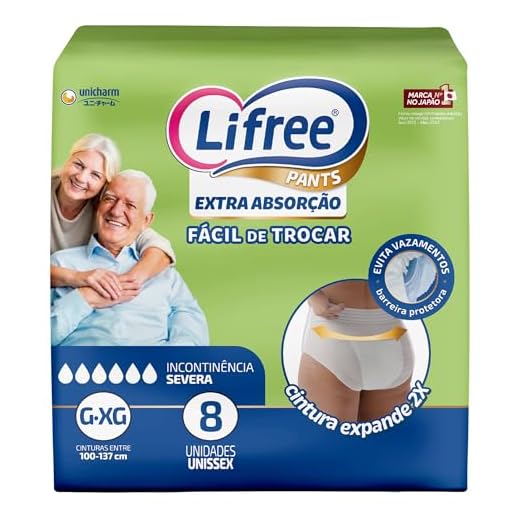 Lifree Fralda Geriátrica Tipo Calça Extra Absorção Tamanho Grande/Extra Grande 8 Unidades Branco
