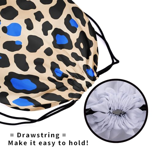 Image of Nerxy Blue Black Leopard Grip Bag - Animal Drawstring Grip Bag Cheetah Gymnastics Drawstring Pouch Wildlife String Bag for Gym Sports Storage