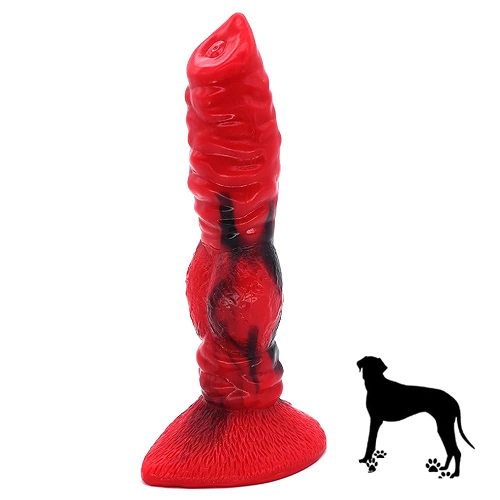 Dildo realistico, Dildo animale in silicone liquido da 17,6 cm Dildo per cani Dildo classico con forte ventosa e nodo spesso, plug anale del pene flessibile Dildo anale per donne coppie uomini Roluck