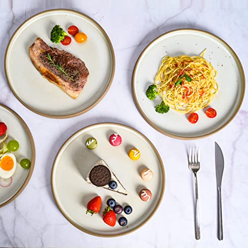 Meicilin 10 Inch Matte White Handmade Pottery Dinner Plates Ceramics Dinner Plate Is Suitable, Steak Restoring Ancient Ways, Pasta, Salad, With White And Black Are Optional, Party Restaurant Kitchen #TOP2