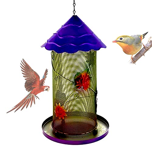 Vogelfutterspender zum Aufhängen, Metall, Eichhörnchensicher, wetterfest, zum Anlocken von Wildvögeln im Freien, Garten, Hinterhof, 35,6 cm, 1 Packung Cover