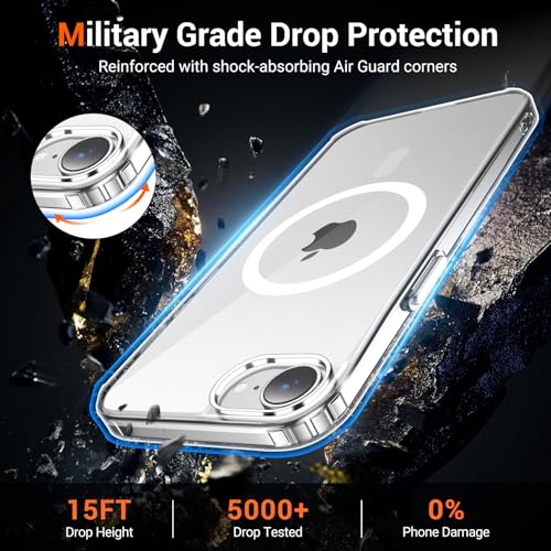 Image of for iPhone 16E Case, [Compatible with Magsafe][Anti-Yellowing][Military-Grade Protection] Shockproof Slim Magnetic Phone Sleeve for iPhone SE 4th Gen Case 2025 6.1'', Clear