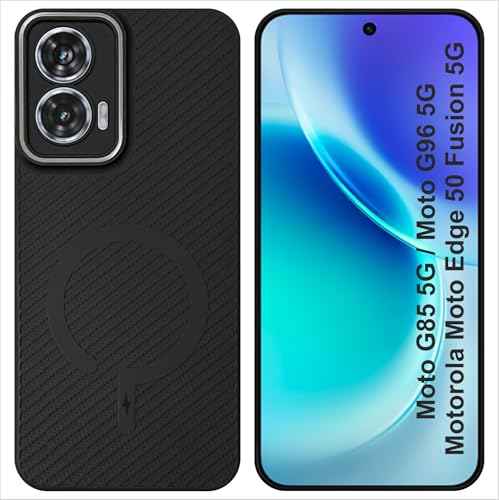 Image of SBMS Back Cover for Motorola Edge 50 Fusion /G85 /G96 5G Soft Matte Silicone Cover with Slim Fit | Mag-Safe Logo (Not Mag-Safe Compatible) | Shockproof | Camera Protection Bumper Case for G85 (Black)