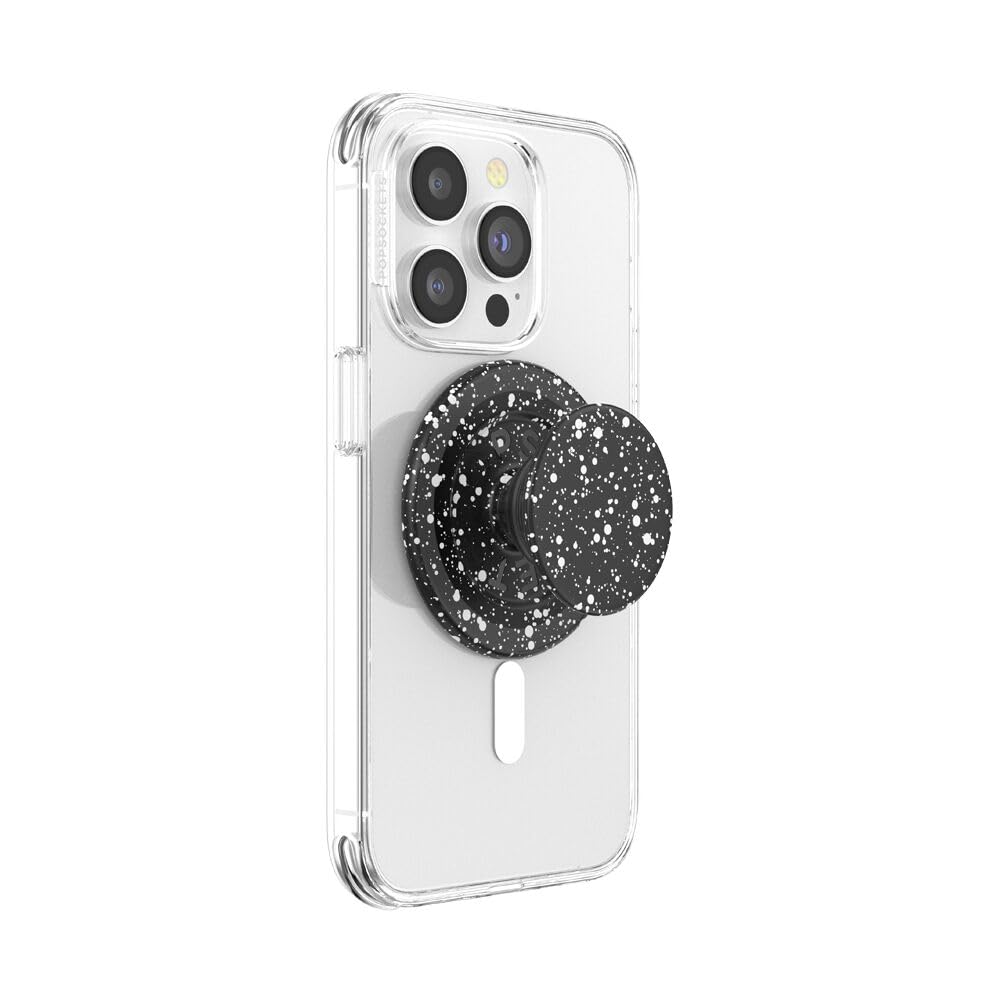 PopSockets: PopGrip Round pour MagSafe - Anneau Adaptateur pour MagSafe Inclus - Support et Poignée pour Smartphone et Coques avec Un Top Interchangeable - Black Speckle