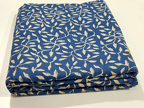 Tissu en coton imprimé Jaipur bleu, textile traditionnel de qualité pour coupon de 20 yards