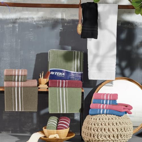 Jogo 4 Peças Toalha Banho E Rosto Felpudo 100% Algodão Teka Macia (Kit 02)