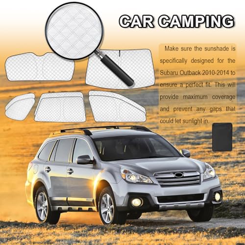 Image of KMF 8pcs Thicken Sun Shades for Subaru Outback 2010-2014 Accessories, Custom Privacy Full Car Window Covers Sunshade for Windshield Side Rear, UV Block and Blackout for Camping Outdoor