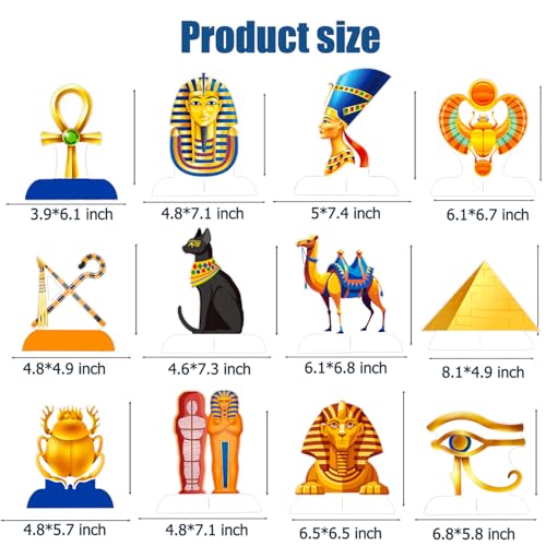 Image of Egyptian Honeycomb Centerpieces 12PCS Egypt Pyramid Party Decorations Ancient Egypt Theme Birthday Table Centerpieces Mummy and Sphinx Decor for Egyptian Party Supplies