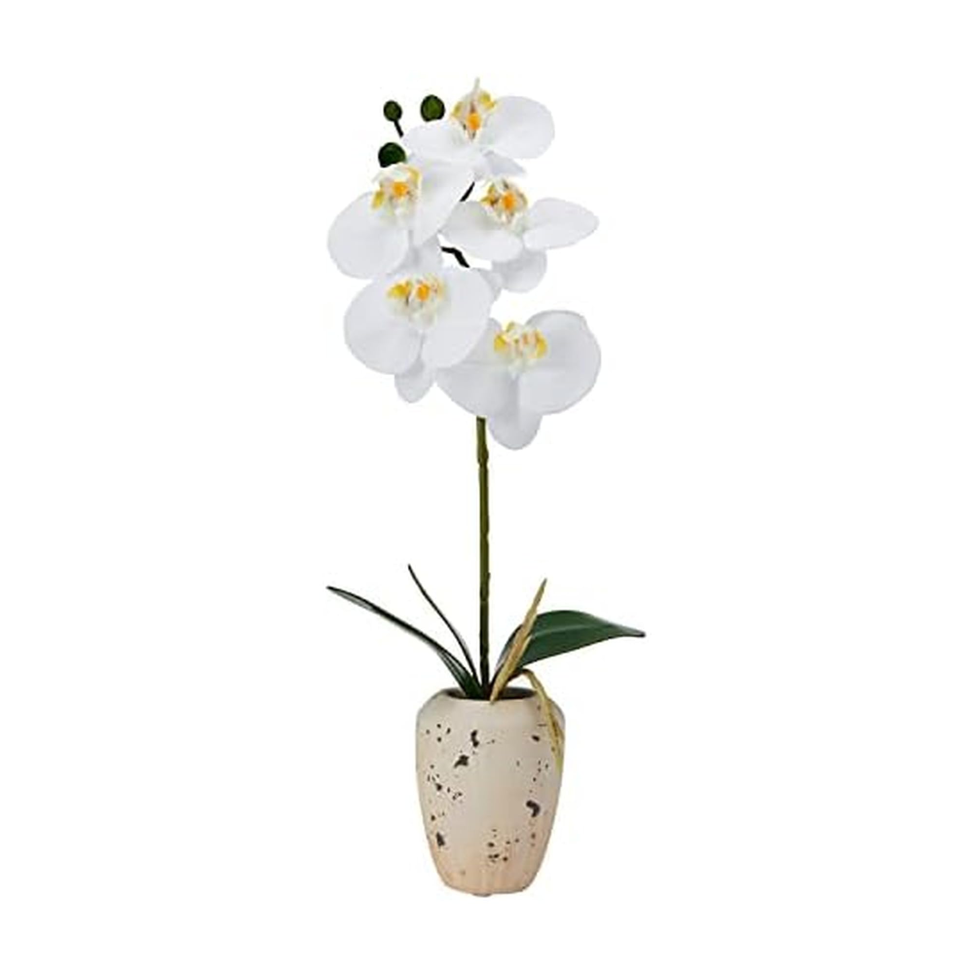 Orchidée artificielle en pot blanche et jaune cadeau de mariage