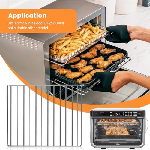 Air Fryer Wire Rack for Ninja Foodi 10 in 1 DT251 Digital Convection Toaster Oven, 14.5''*11.6'' Stainless Steel Air Fryer Accessories Roasting Steamer Grill Racks Baking Tray Rack