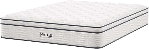 Miniatura 44 de Modway Jenna - Colchón King de muelles interiores (8 pulgadas), Tela, Blanco