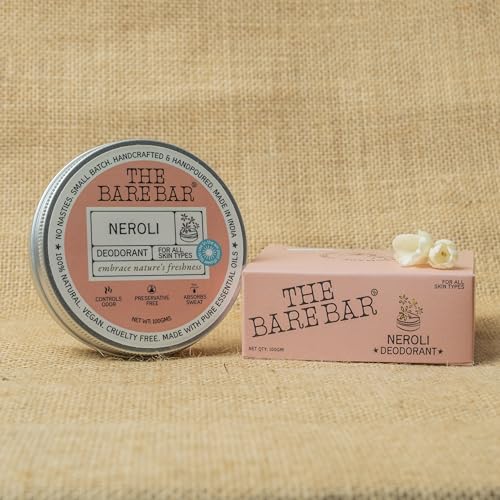 Image of The Bare Bar Neroli Deodorant - 100 gm | Citrus Fragrance| Odor & Sweat Control | Gentle, Natural formula and Chemical free|Good for all skin types | Travel Mini Size Solid Deodorant for Men & Women