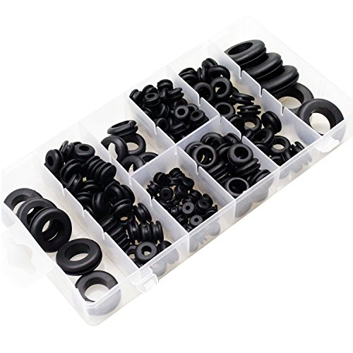 Sutemribor 8 Sizes Rubber Grommet Kit Ring Assortment Set Electrical Gasket Tools for Wire, Cable and Plug (180 Pieces)