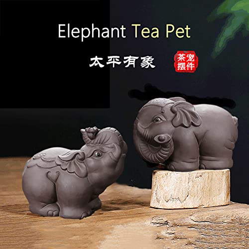 Tea Ornament Elephant Purple Clay Tea Pet Ceramics Statue Elephant Pure Handmade Car Home Office Garden Ornament Animal Tea Sets for Adult Vehicle Dashboards Home Decor
