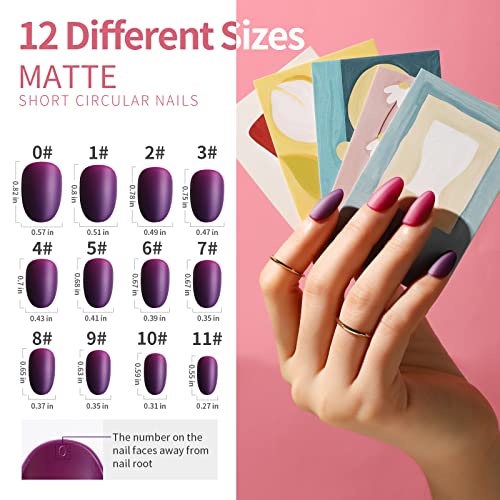 Oval Short Press On Nails, 360Pcs Fit Nicely & Natural Matte Short Press On Nails Almond, Lightweight Oval Almond Fake Nails Press On False Nails Full Cover, Leobro Press On Nails Short, 12 Sizes #TOP1