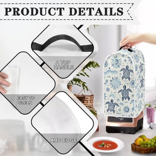 Image of Talayituse Bohemian Sea Turtle Print Blender Dust Cover, Fingerprint Protection Cover for Stand Mixer or Coffee Machine, Home Kitchen Appliance Covers for Stain Dust Resistant Supplies