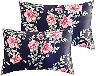 2 Pack Satin Pillowcases for Hair and Skin, Softer Than Silk, Black Flower Luxurious and Silky Standard Pillow Cases with Envelope Closure, 50x75 cm