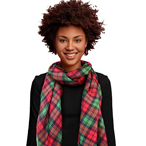 Christmas Feeling Multi Design Holiday Themed Women's Fashion Scarf Christmas Tree, Santa,Reindeer (Red-Sc110) #TOP1