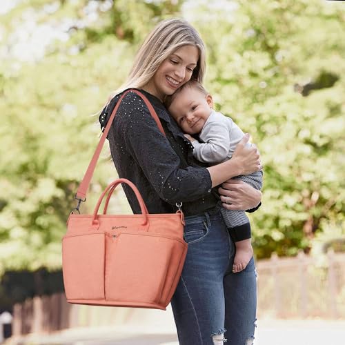 Bluome Tote Bag for Women Large Laptop Tote Canvas Nurse Bag Hobo Bag Foldable Gym Bag Top Handle Handbag for Travel,Work,Grey3