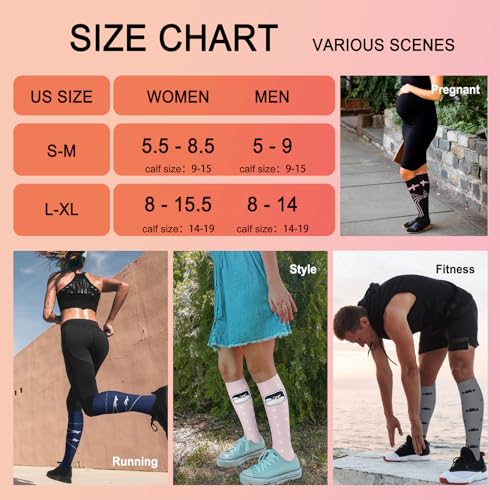 Image of Iseasoo 4 Pairs Compression Socks for Women Circulation-Best Support for Nurses,Running,Athletic,Travel