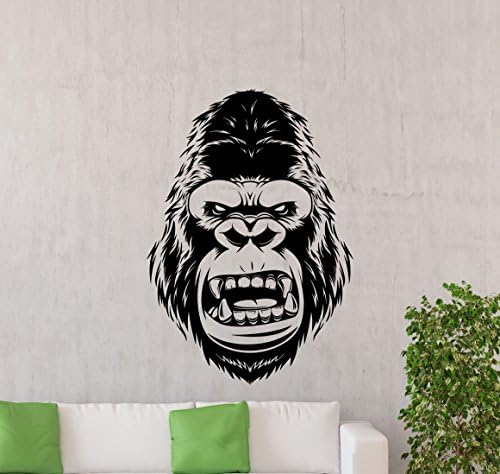 Gorilla Wall Decal Gorilla Head Vinyl Sticker Kong Movie Monster Beast Mode Gym Fitness Decor Playroom Home Nursery Teens Kids Baby Room Art Stencil Decor Mural Removable Poster 42me