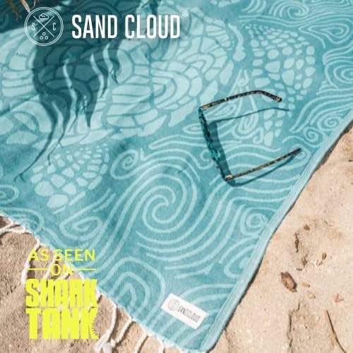 Sand Cloud Turkish Beach Towel - Sand Free - 100% Organic Turkish Cotton Yarn - Quick Dry Towel for Beach, Picnic, Blanket or Bath Towel - As Seen on Shark Tank - Marine Life (Swirl Turtle) - Thumbnail 2