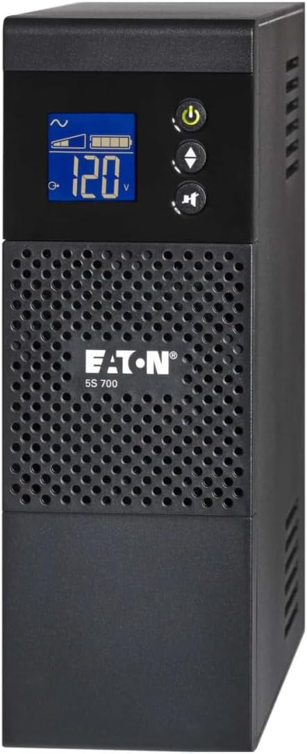 Eaton 5S700LCD Line-Interactive UPS 700VA/420W Battery Backup & Surge Protector, 8 NEMA 5-15 Outlets, LCD, AVR, USB, RJ45/Coax, 6ft Cord, ACE 3 Year Warranty Included