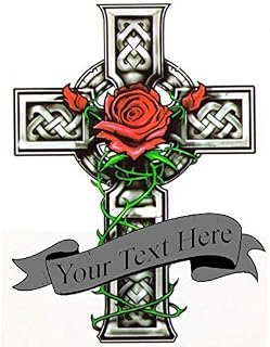 Cross temporary tattoo custom | Fake removable customized tattoos & personalized designs | Crosses tatoo decal party stickers ideas. Last 2-5 days & go on with water. Removeable party sticker decals