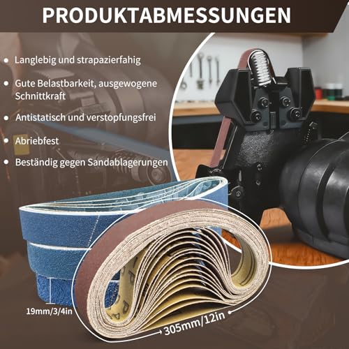 MASONTOOL 35 Stück Messerschärfer Schleifbänder 19 X 305 mm- Ersatz Schleifband Set Kompatibel mit Work Sharp Knife & Tool Sharpener, 5X 80/120/240/400/600/800/1000 Körnung