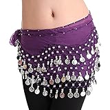  LQZ(TM) cinturón de seda para danza del vientre, para mujer o niña morado oscuro Gratis, 150*30cm 