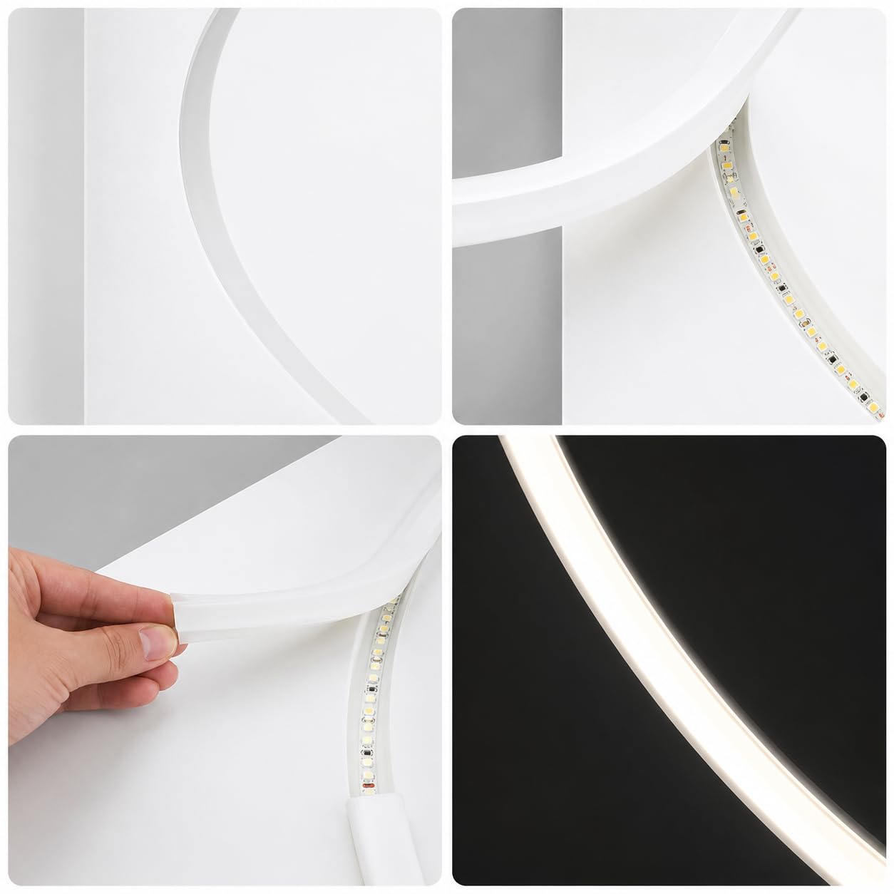 JANDEI - Custodia Flessibile in Silicone 5 Metri Senza Base per Striscia LED, Formato Rettangolare 20 mm x 10 mm. Adatto per Interni, Custodia Bianca (non include striscia LED)